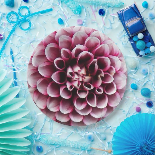 Rot und Weiß Ball Dahlia Floral Pappteller (Party)