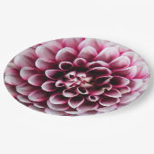 Rot und Weiß Ball Dahlia Floral Pappteller (Schrägansicht)