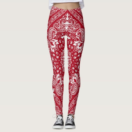 Rot und Weiß Bandana Leggings (Vorderseite)