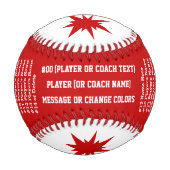 Rot und Weiß, Baseball mit Foto, Personalisiert (Rückseite)