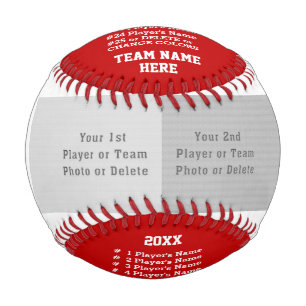 Rot und Weiß, Baseball mit Foto, Personalisiert