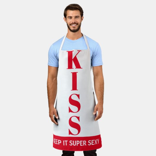 Rot und weiß Behalten Es Super Sexy KISS Schürze (Getragen)