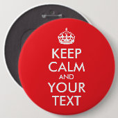 Rot und Weiß Behalten Ruhe und Ihr Text Button (Vorne & Hinten)
