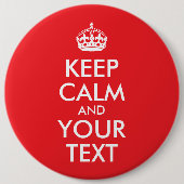 Rot und Weiß Behalten Ruhe und Ihr Text Button (Vorderseite)