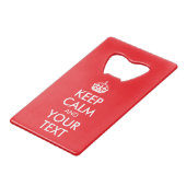 Rot und Weiß Behalten Ruhe und Ihr Text Geldbeutel Flaschenöffner (Vorderseite Schrägansicht)