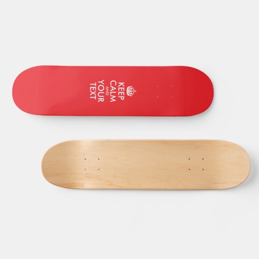 Rot und Weiß Behalten Ruhe und Ihr Text Skateboard (Horizontal)