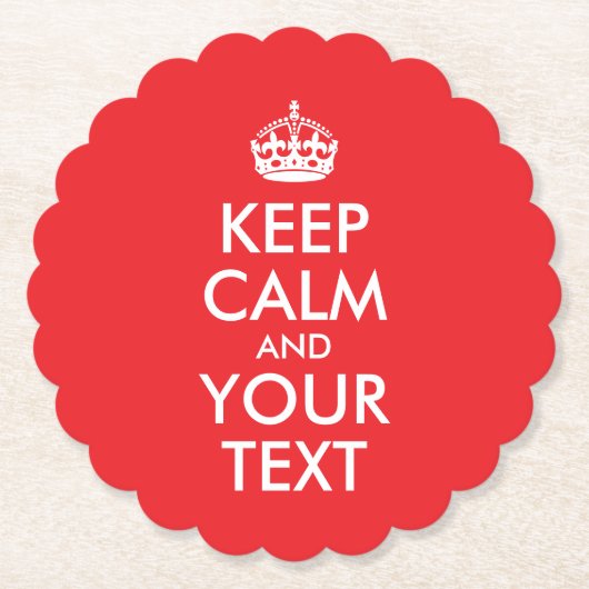 Rot und Weiß Behalten Ruhe und Ihr Text Untersetzer (Vorderseite)