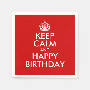 Rot und Weiß Behielt Ruhe und Glück zum Geburtstag Serviette