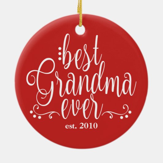 Rot und Weiß Beste Oma je Keramik Ornament (Hinten)