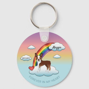 Rot und Weiß Boston Terrier Rainbow Memorial Schlüsselanhänger