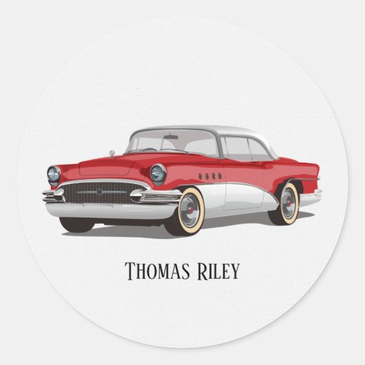 Rot und weiß Buick auf weiß Runder Aufkleber (Vorderseite)