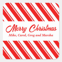 Rot und Weiß Candy Cane gestreift Custom Weihnacht Quadratischer Aufkleber