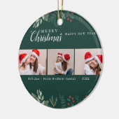 Rot und Weiß Candy Cane Holiday Foto Collage Ceram Keramik Ornament (Links)