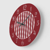 Rot und Weiß Candy Striping Red Border Große Wanduhr (Winkel)