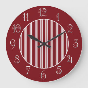 Rot und Weiß Candy Striping Red Border Große Wanduhr