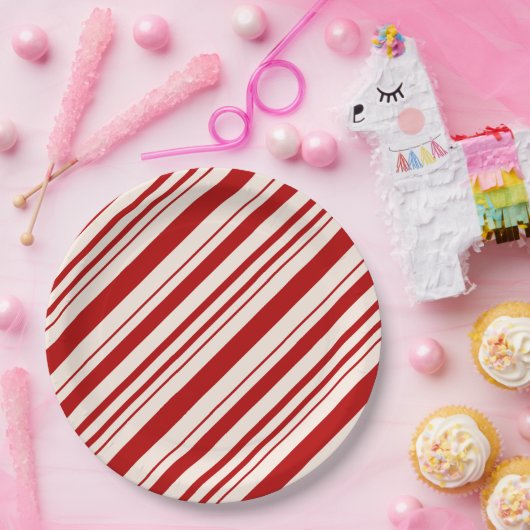 Rot und Weiß Candy Stripped Pappteller (Party)