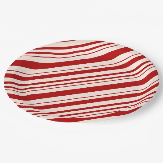 Rot und Weiß Candy Stripped Pappteller (Schrägansicht)