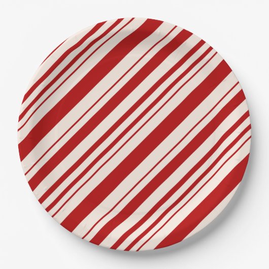 Rot und Weiß Candy Stripped Pappteller (Vorderseite)