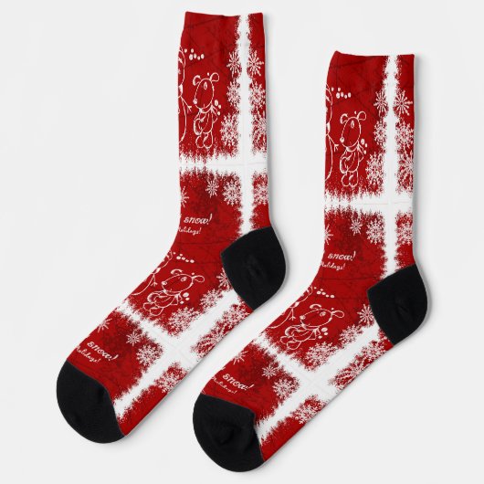 Rot und Weiß Chalk Schneemann-Let it Schnee Socken (Linkes Detail)