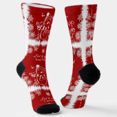 Rot und Weiß Chalk Schneemann-Let it Schnee Socken (Gewinkelt)