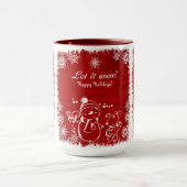 Rot und Weiß Chalk Schneemann-Let it Schnee Tasse (Zentrum)