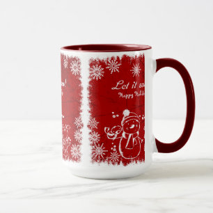 Rot und Weiß Chalk Schneemann-Let it Schnee Tasse