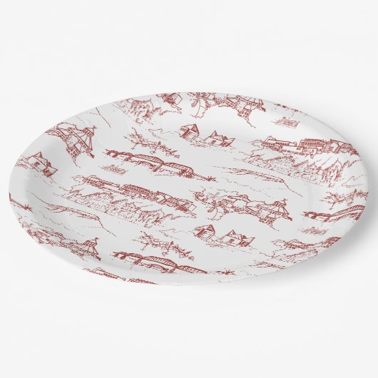Rot und Weiß Chattanoogas Toile Pappteller (Schrägansicht)