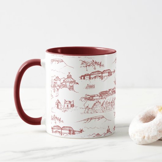 Rot und Weiß Chattanoogas Toile Tasse (Mit Donut)