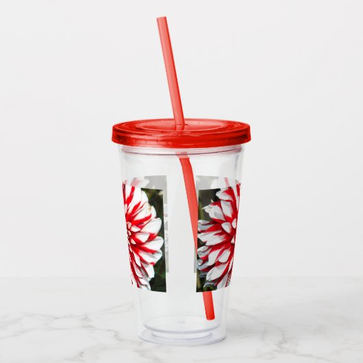 Rot und Weiß Dahlia Floral Acryltrinkbecher (Links)