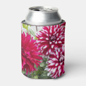 Rot und Weiß Dahlias Floral Can Cooler Dosenkühler (Kanne Vorderseite)