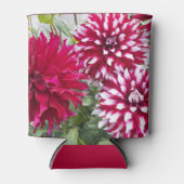 Rot und Weiß Dahlias Floral Can Cooler Dosenkühler (Vorderseite)