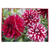 Rot und Weiß Dahlias Floral Große Geschenktüte (Rückseite)