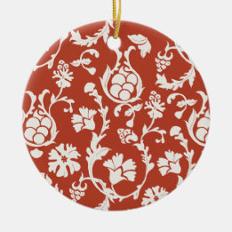 Rot und Weiß Damask Floral Keramik Ornament