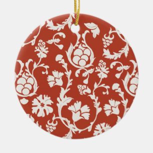 Rot und Weiß Damask Floral Keramik Ornament