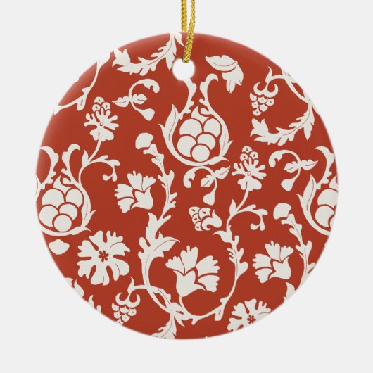 Rot und Weiß Damask Floral Keramik Ornament (Vorne)