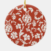 Rot und Weiß Damask Floral Keramik Ornament (Hinten)