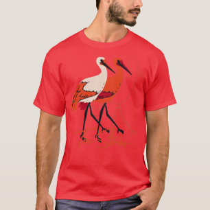Rot und Weiß der Stork Birds T-Shirt