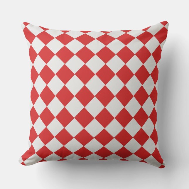 Rot und Weiß, Diagonal Woven Kissen (Vorderseite)
