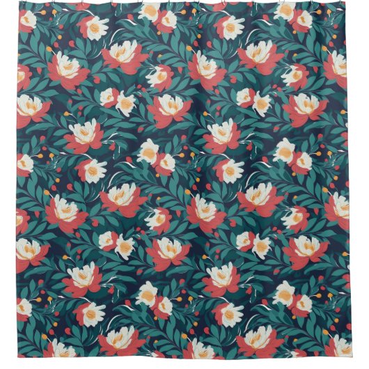 Rot und Weiß Duschvorhang (Vorderseite)