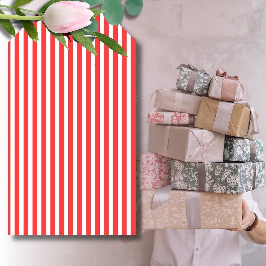 Rot und weiß, einfach, horizontal gestreift geschenkanhänger
