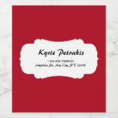 Rot und Weiß Einfach Personal Weinetikett (Einzelnes Label)