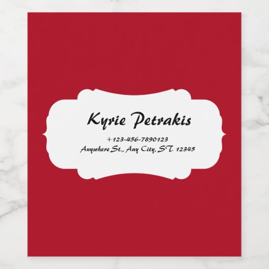 Rot und Weiß Einfach Personal Weinetikett (Einzelnes Label)