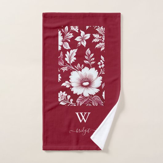 Rot und Weiß elegant Moderne Blumen Badhandtuch Set (Handtuch)