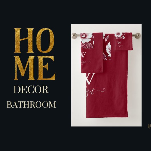 Rot und Weiß elegant Moderne Blumen Badhandtuch Set