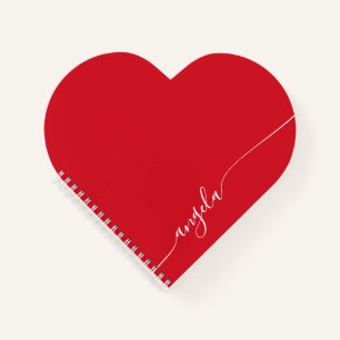 Rot und Weiß Elegantes zartes Signaturskript Notizblock