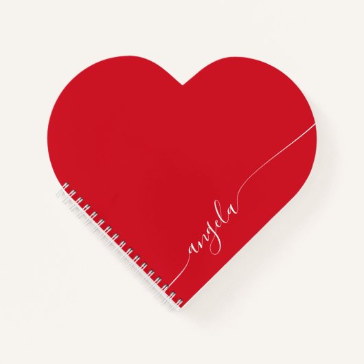 Rot und Weiß Elegantes zartes Signaturskript Notizblock (Vorderseite)