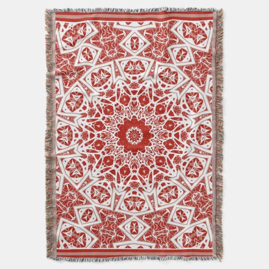 Rot und Weiß, ethnische Bandana Decke (Vorderseite Vertikal)