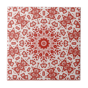 Rot und Weiß, ethnische Bandana Fliese