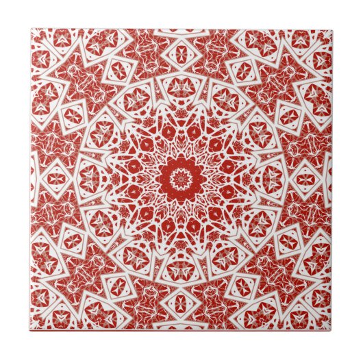 Rot und Weiß, ethnische Bandana Fliese (Vorderseite)