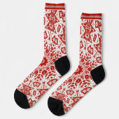 Rot und Weiß, ethnische Bandana Socken (Linkes Detail)
